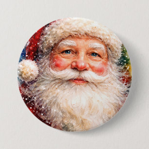 Jolly Christmas Santa Portrait Button