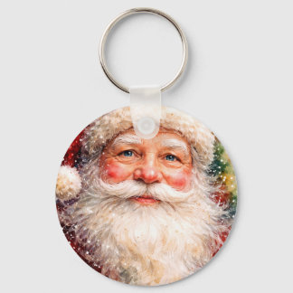 Jolly Christmas Santa Portrait Keychain