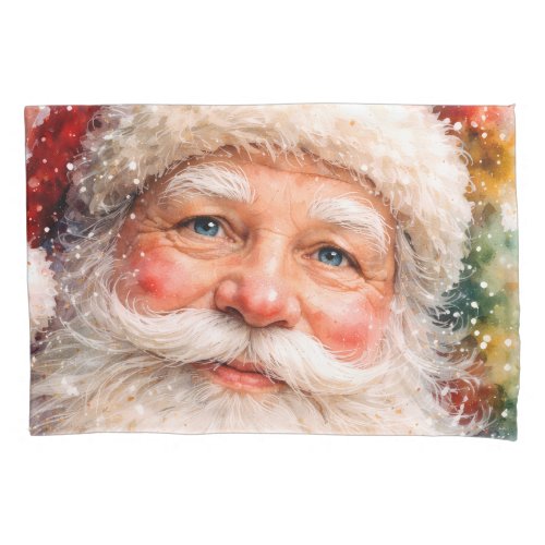 Jolly Christmas Santa Portrait Pillow Case