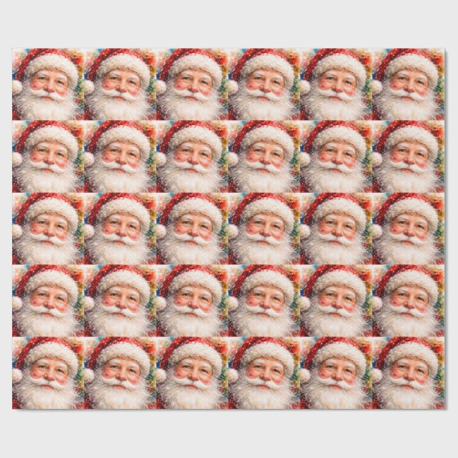 Jolly Christmas Santa Portrait  Wrapping Paper (Flat)
