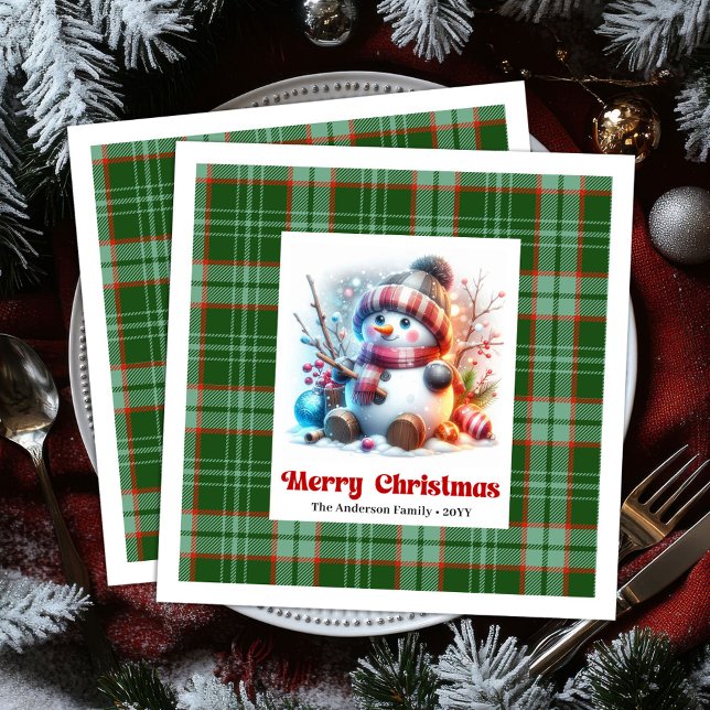 Jolly Christmas snowman watercolor kids napkins  (Jolly Christmas snowman watercolor kids napkins )