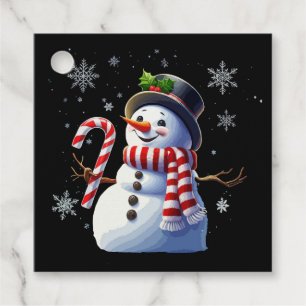 Jolly Christmas Snowman with Candy Cane Favor Tags