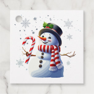 Jolly Christmas Snowman with Candy Cane Favor Tags