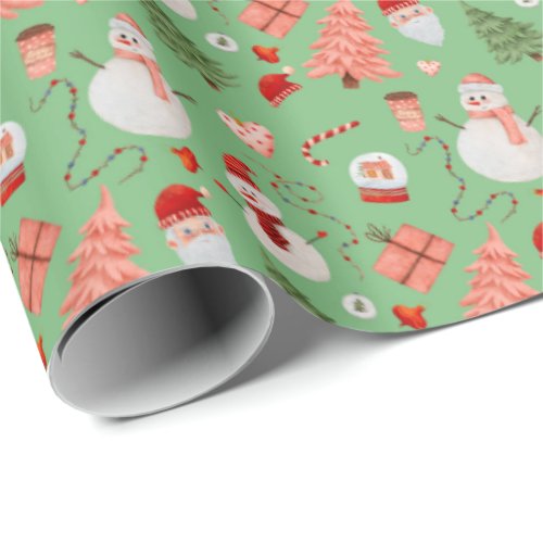 Jolly Christmas Time Wrapping Paper _ Green