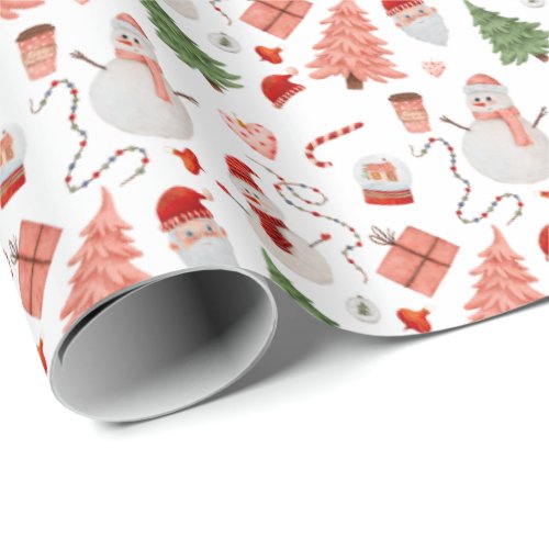 Jolly Christmas Time Wrapping Paper _ White