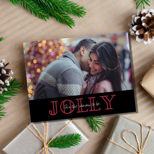 Jolly Couple Photo Christmas Budget  Holiday Postcard