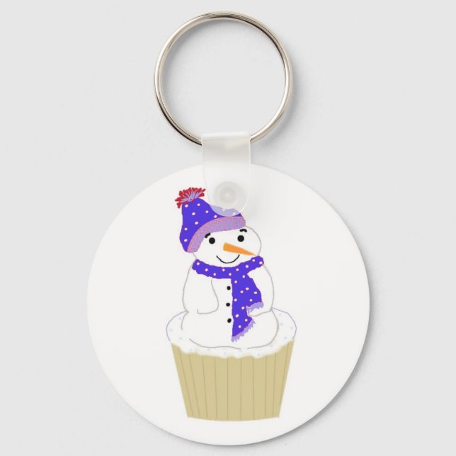 Jolly Cupcake Snowman Keychain (Front)