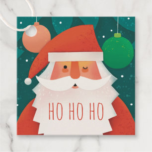 Jolly Cute Santa Claus Ho Ho Ho Christmas Party Favor Tags