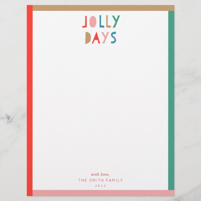 Jolly Days Holiday Stationery (Front)