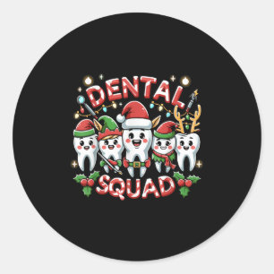 Jolly Dental Squad Celebration Christmas Teeth Den Classic Round Sticker