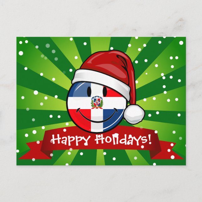 Jolly Dominican Republic Flag Christmas Holiday Postcard (Front)