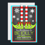 Jolly Elf Christmas Cocktail Party Invitation<br><div class="desc">Adorably cute elf legs & boots for this Christmas cocktail party invitation. Easily change the theme by changing "festive Christmas cocktails" to "holiday gift exchange" or "Christmas dinner party".  If you need any assistance customizing this card,  please feel free to contact me via the link shown on the page.</div>
