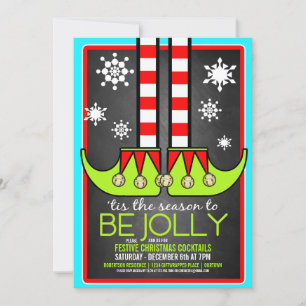 Jolly Elf Christmas Cocktail Party Invitation