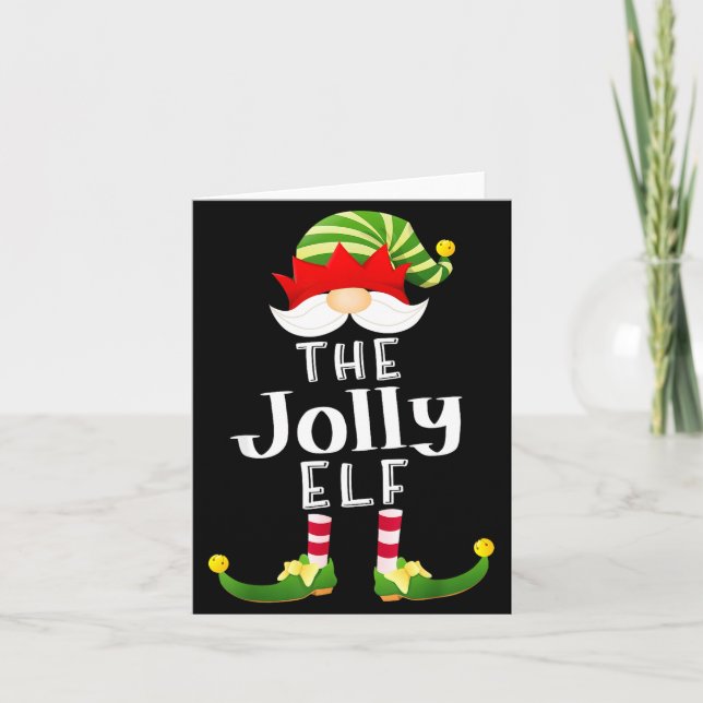 Jolly Elf Group Christmas Funny Pajama Party  Card (Front)