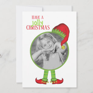 Jolly Elf Hat Elf Shoes Whimsical Funny 1 Photo Holiday Card