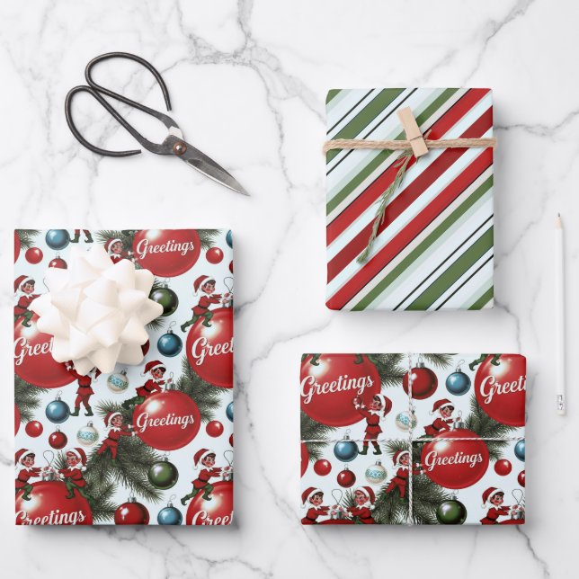 Jolly Elf Jamboree Wrapping Paper Sheets (Front)
