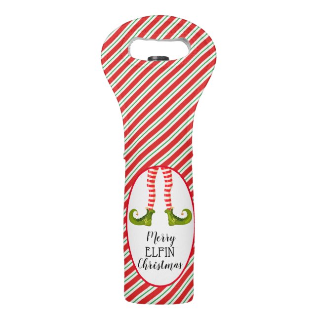 Jolly Elf Merry Christmas Wine Bag (Front)