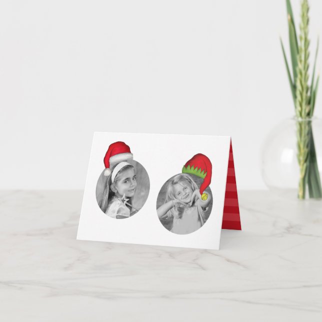 Jolly Elf Santa Claus Christmas Photo Card 2 Photo (Front)