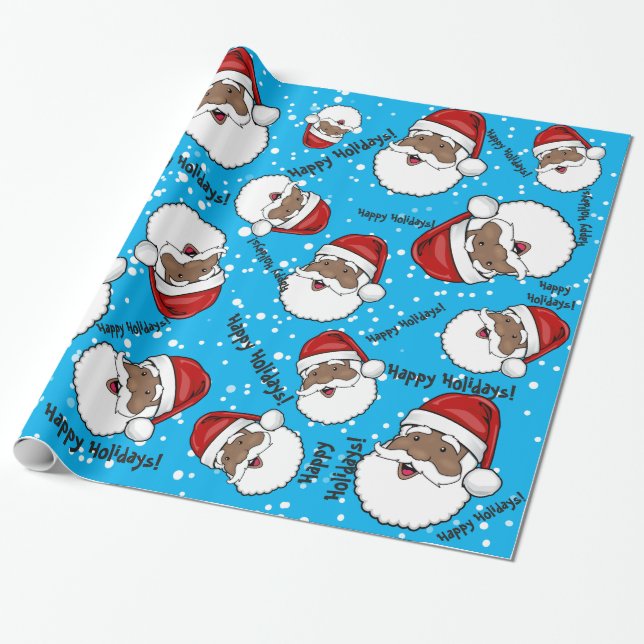 Jolly Ethnic Santa Claus Customized Wrapping Paper (Unrolled)