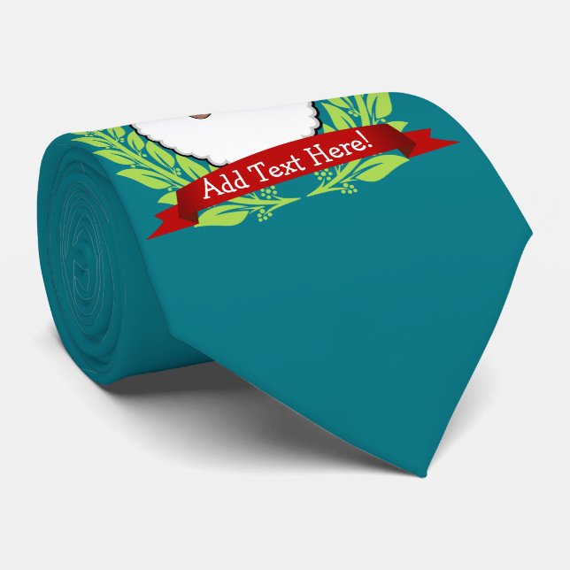 Jolly Ethnic Santa Custom Text Jade Tie (Rolled)