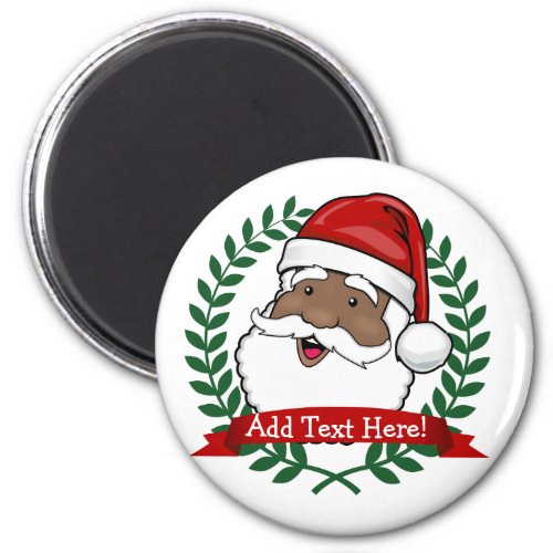 Jolly Ethnic Santa Custom Text Magnet