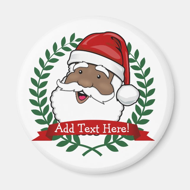 Jolly Ethnic Santa Custom Text Magnet (Front)