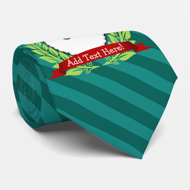 Jolly Ethnic Santa Custom Text Neck Tie (Rolled)