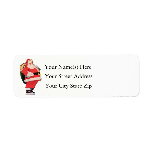 Jolly Fat Standing Santa Claus With Toy Bag Label (Front)