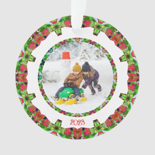 Jolly Festive Custom Christmas Photo Picture Frame Ornament