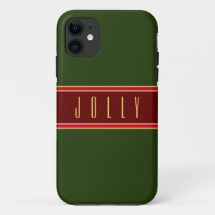 JOLLY Festive Forest Green Burgundy Red Stripes iPhone 11 Case