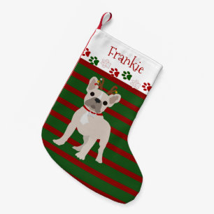 Jolly French Bulldog Buff Color Small Christmas Stocking