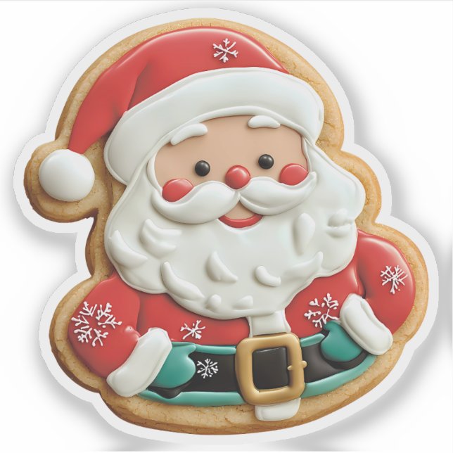 Jolly Frosted Santa Cookie Sticker (Front)