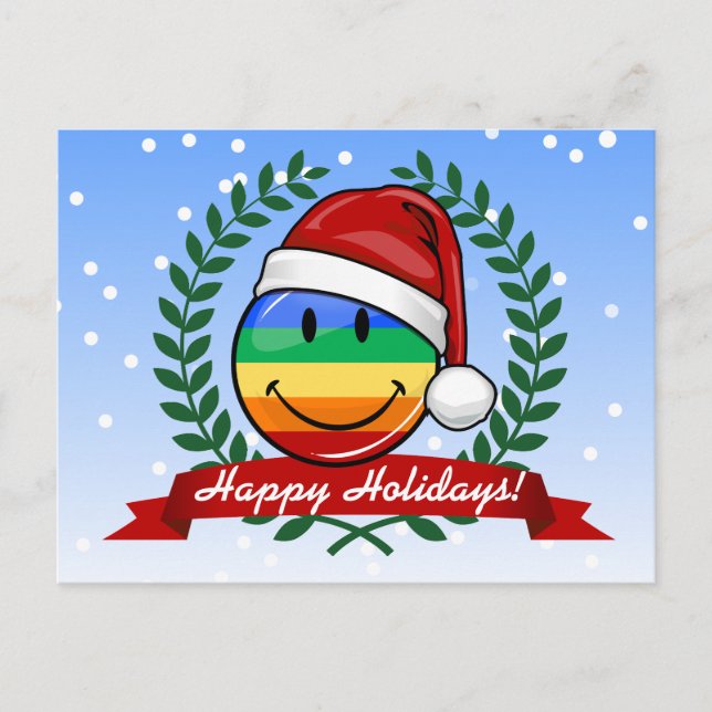 Jolly Gay Pride Flag Christmas Style Holiday Postcard (Front)