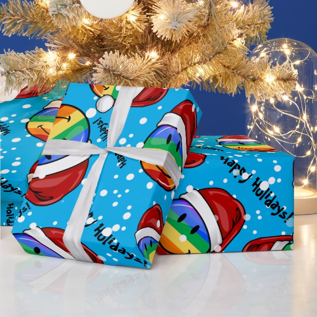 Funny "Happy Gay Pride LGBT Santa" Christmas Wrapping Paper - Novelty Gag Gift Wrap (Multi-Color) 5 thumbnail image