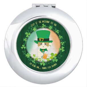 Jolly Ginger Tabby Irish Cheer Compact Mirror