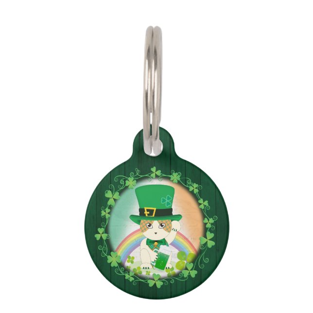Jolly Ginger Tabby Irish Cheer Pet ID Tag (Front)