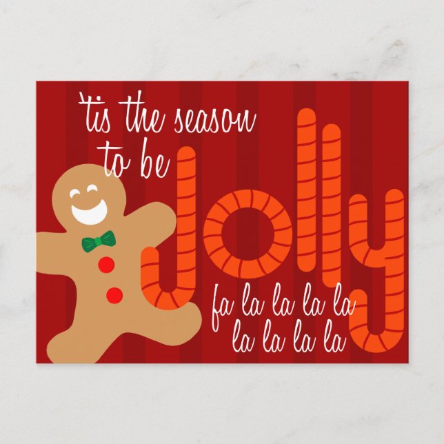 Jolly GIngerbread Man Holiday Postcard (Front)