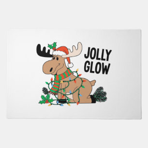 Jolly Glow Christmas Reindeer Santa Xmas Holiday Doormat