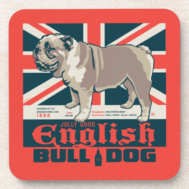 Jolly Good English Bulldog Beverage Coaster (Front)