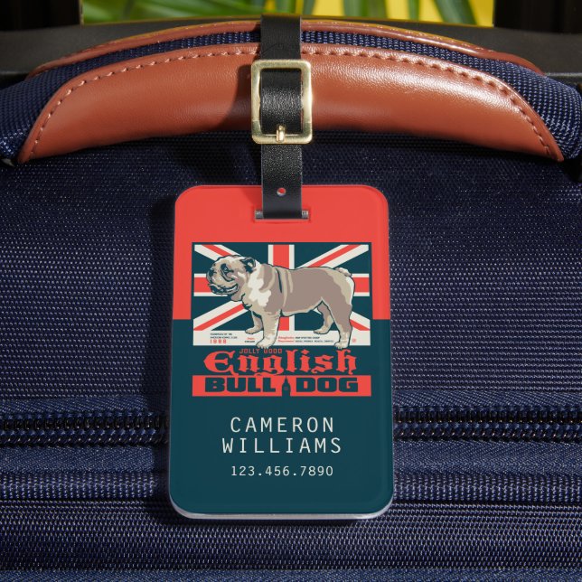 Jolly Good English Bulldog Luggage Tag (Front Insitu 2)