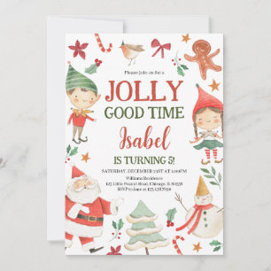 Jolly Good Time Elves Birthday Invitation