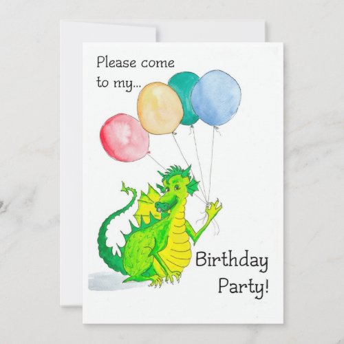 Jolly Green Dragon Birthday Party Invitation