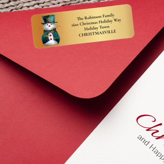 Jolly Green Snowman Whimsical Christmas Label (Creator Uploaded)