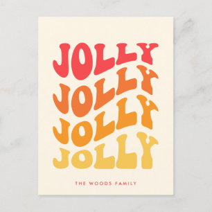 Jolly Groovy Wavy Colorful Christmas Holiday Postcard