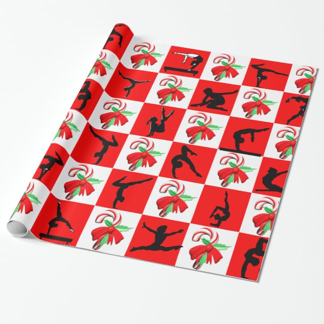 JOLLY GYMNASTICS CHRISTMAS DESIGN WRAPPING PAPER (Unrolled)