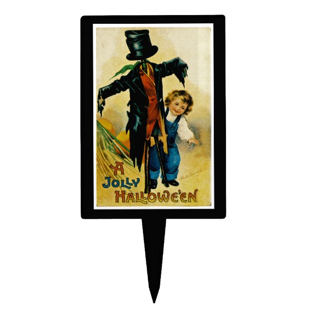 Jolly Halloween Scarecrow Cake Topper (Front)