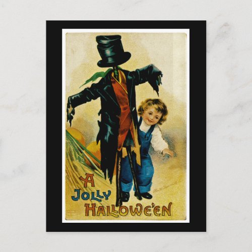 Jolly Halloween Scarecrow Postcard