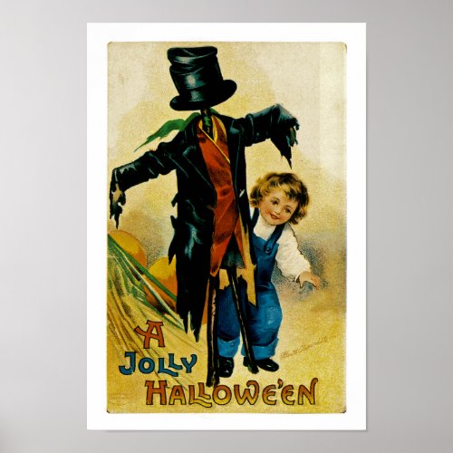 Jolly Halloween Scarecrow Poster