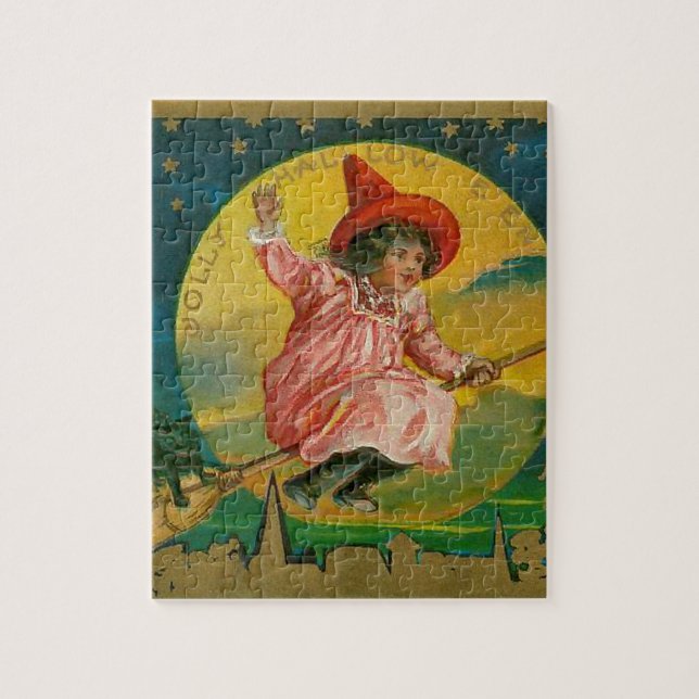 Jolly Halloween Vintage Witch Jigsaw Puzzle (Vertical)