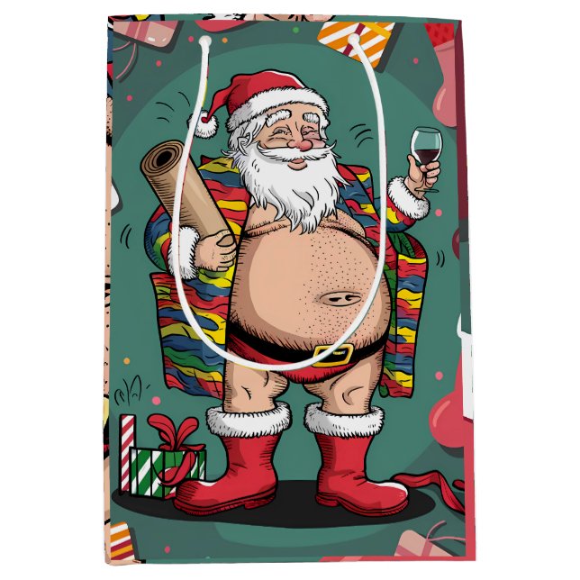 Jolly Happy Father Christmas  Medium Gift Bag (Front)